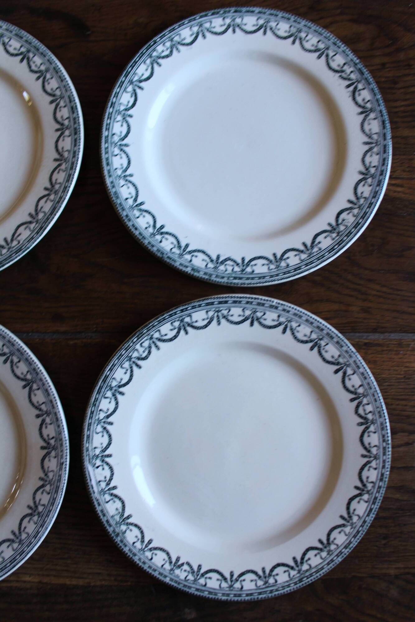 A set of 6 flat plates Terre de Fer Guirlandes Louis XVI Salins