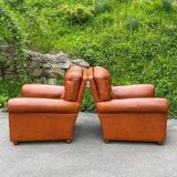 Set of Italian leather Poltrona Frau chairs, 1970s.