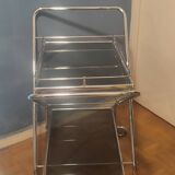 Chrome-plated metal serving trolley