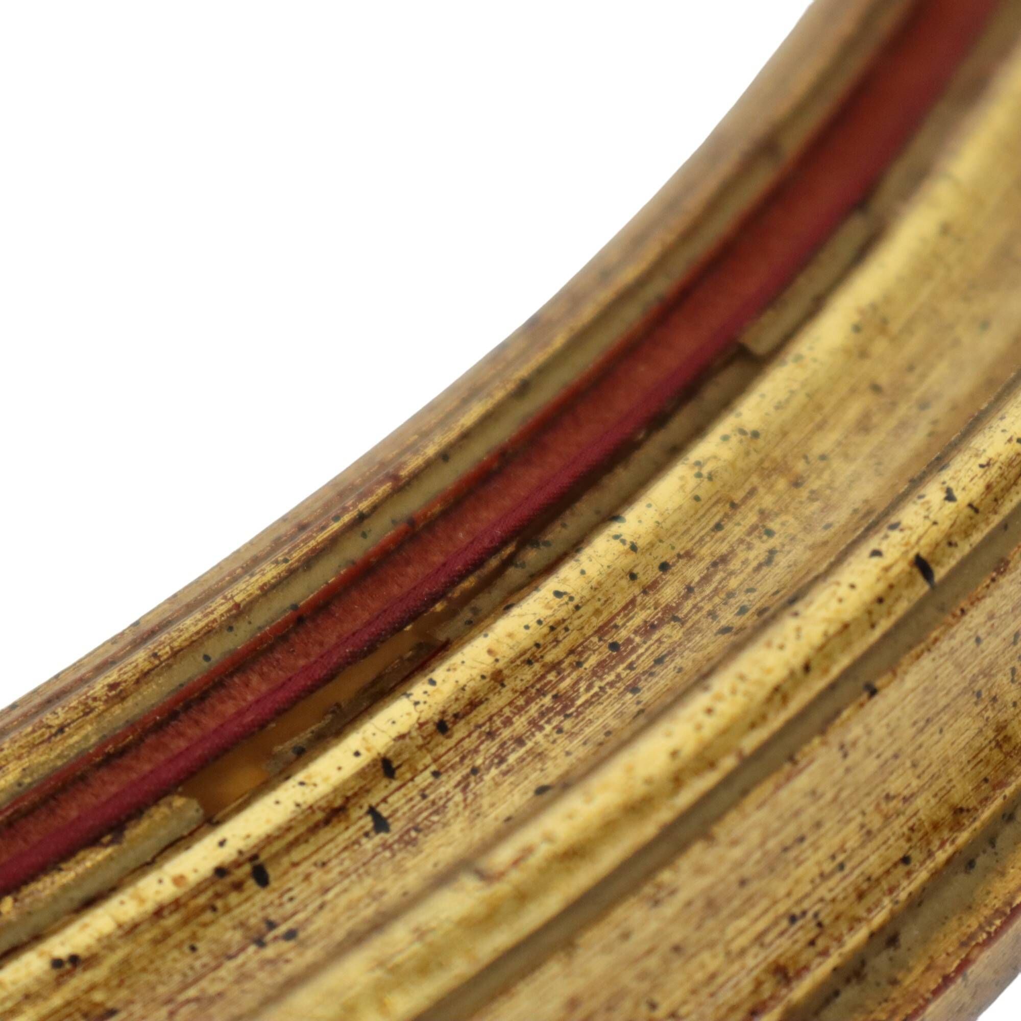 Pair Oval Gold Wooden Frames Classic Style Velvet 49x39cm