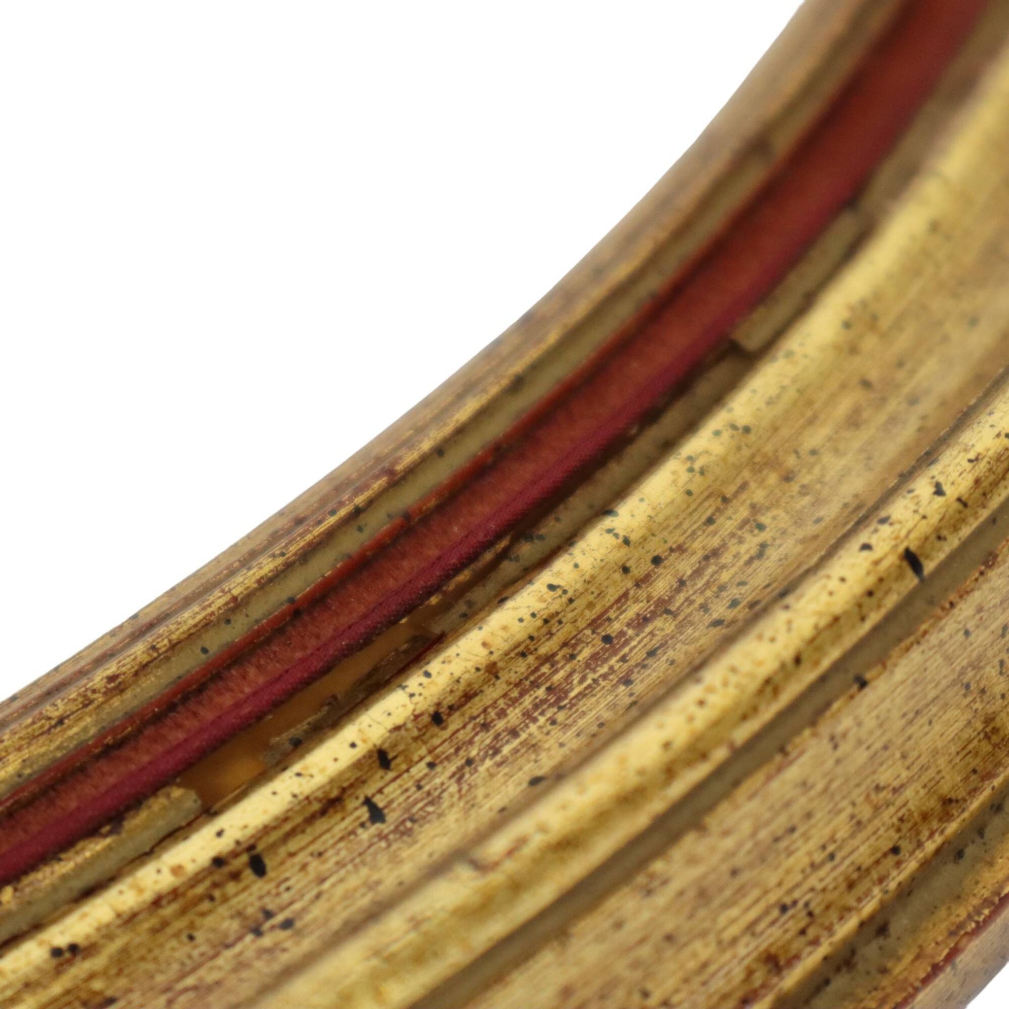 Paire cadres ovales en bois doré style classique velours 49x39cm
