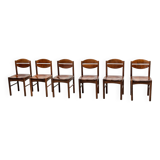 Set of six brutalist french dining chairs.