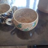 Pair of handmade Vallauris breakfast cups