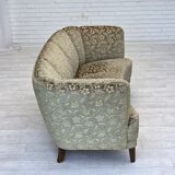1960s, Danish 3-seater curved sofa, furniture velour, beech wood legs.