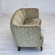 1960s, Danish 3-seater curved sofa, furniture velour, beech wood legs.