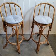 Paire de tabouret de bar en bambou 70's