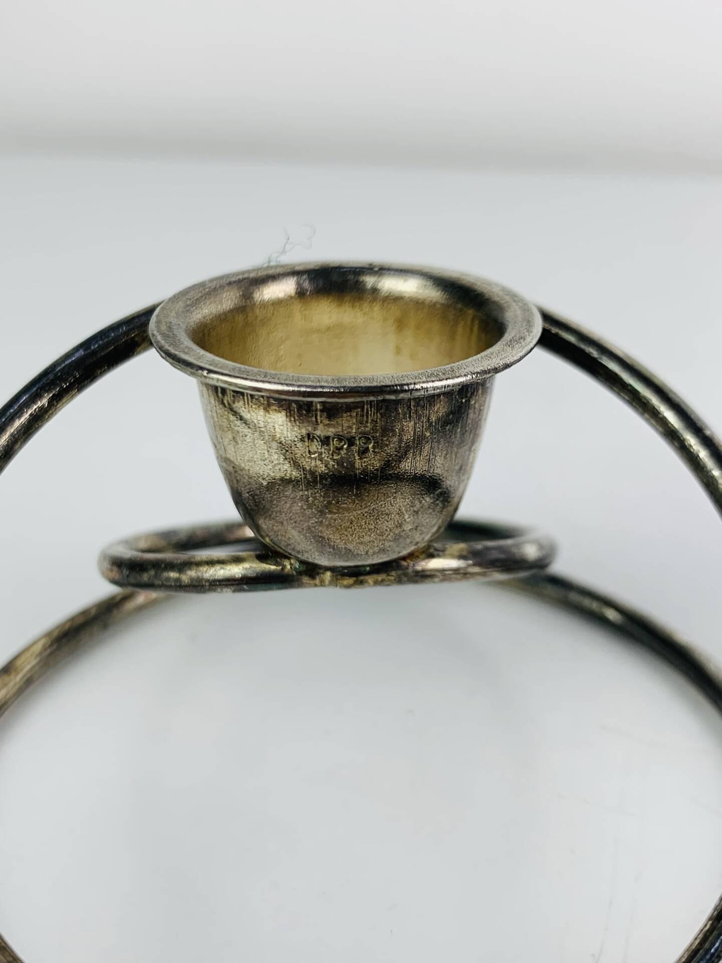 Pair of silver-plated metal candlesticks, vintage
