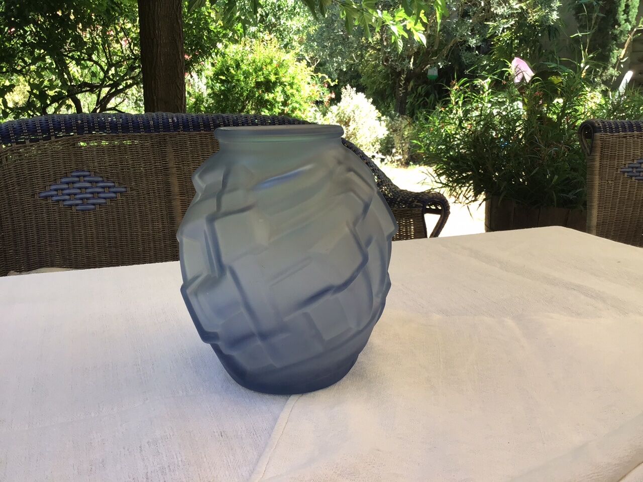 Art deco blue glass vase