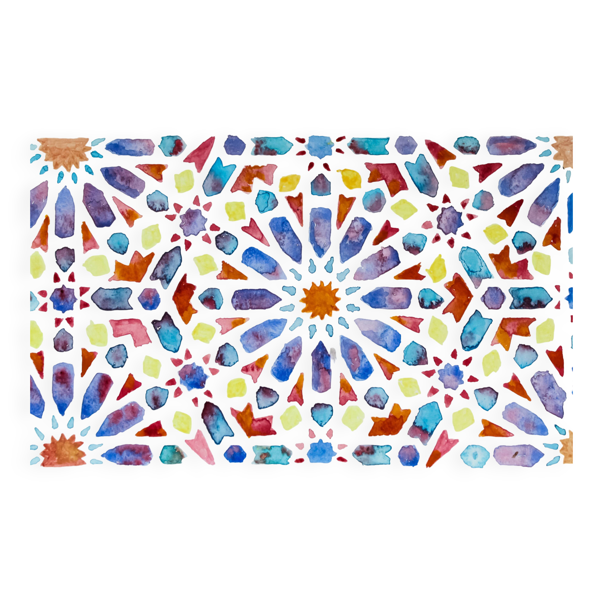 Original acuarela azulejo arabe. Arabic azulejo tile.