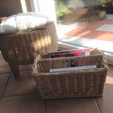 Wicker magazine holder / vintage 60s-70s