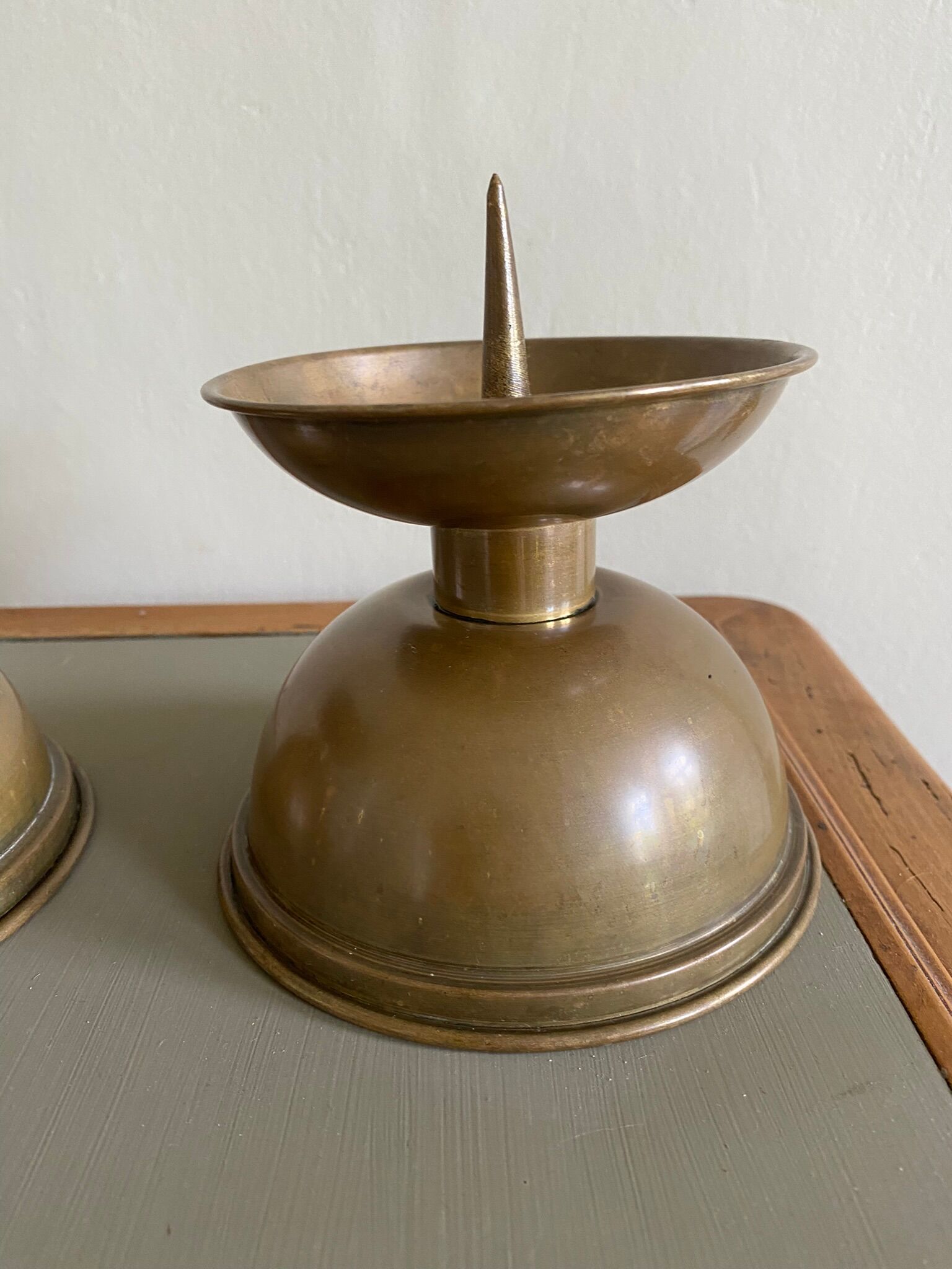 Pair of brass church candlesticks