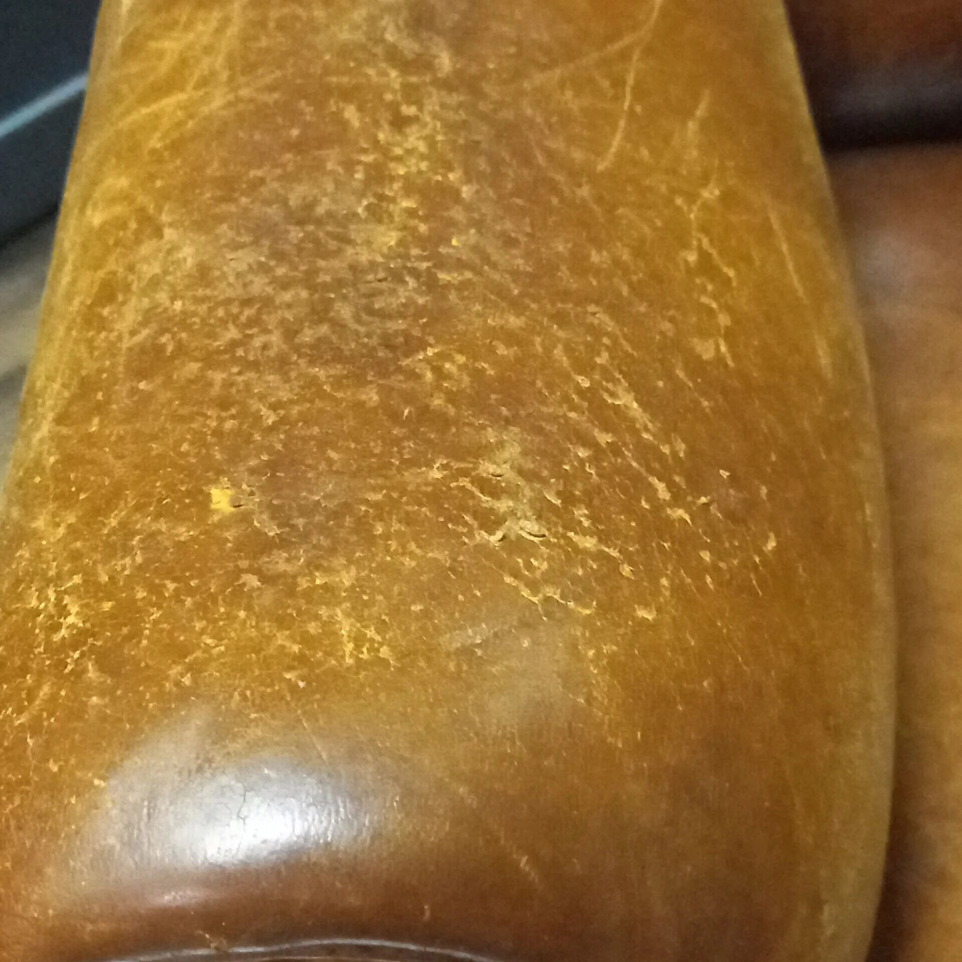 Robust vintage sheepskin armchair