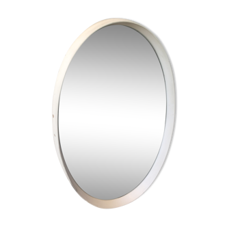 Miroir ovale biseauté contour bois des années 60/70