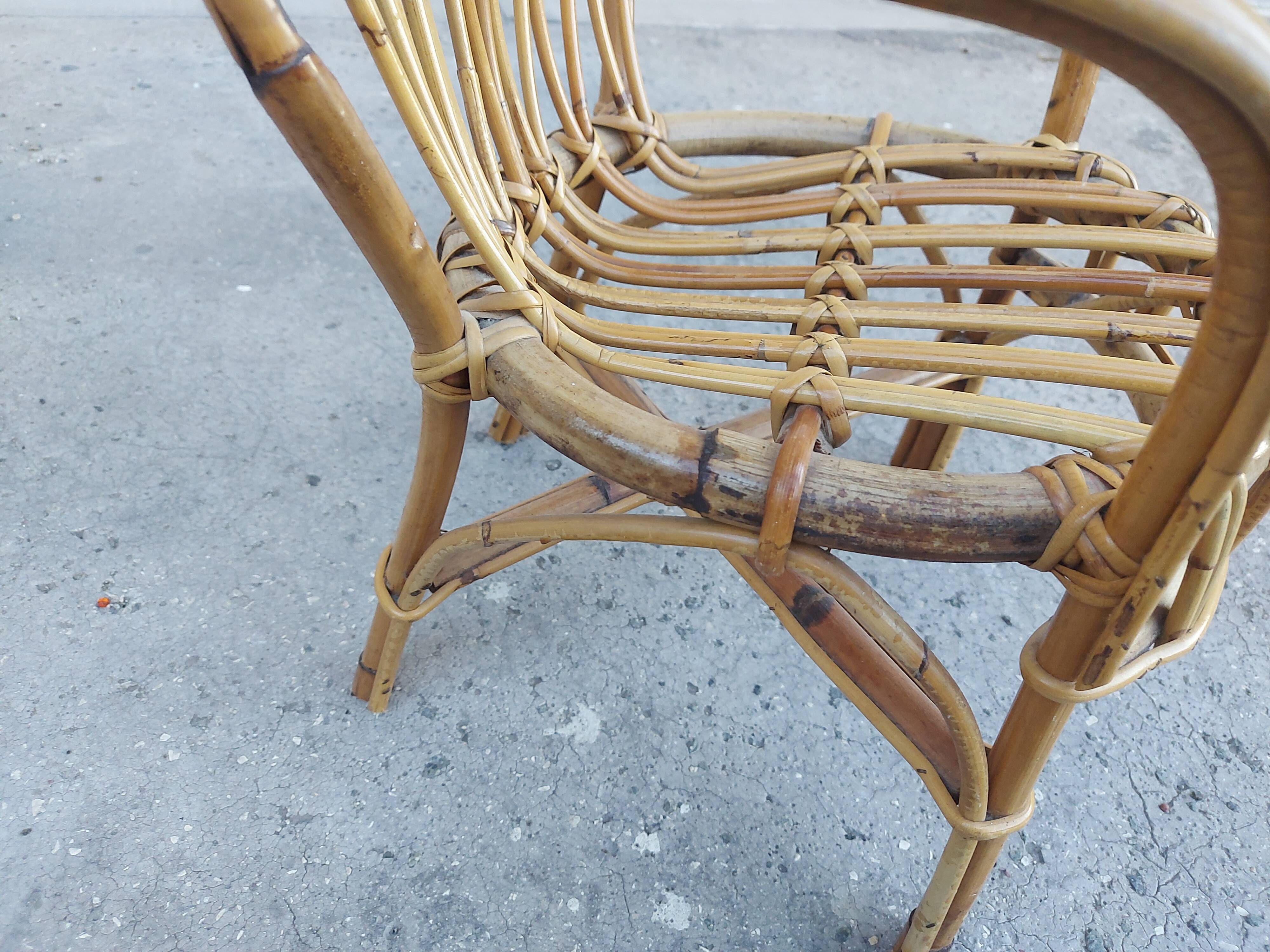 Vintage rattan children's armchair