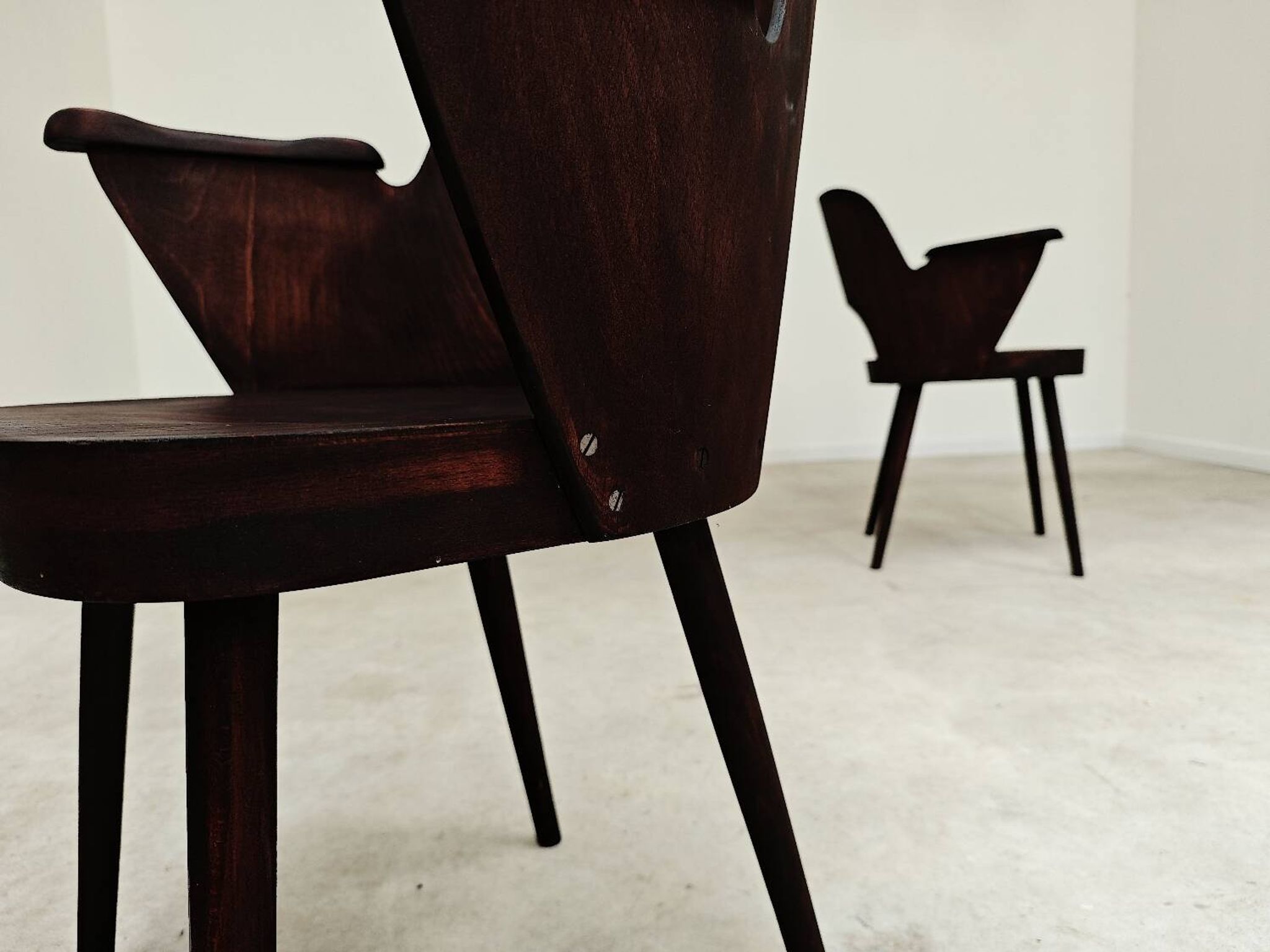 Pair of wooden armchairs by Lubomir Hofmann for Ton (Thonet), 1960