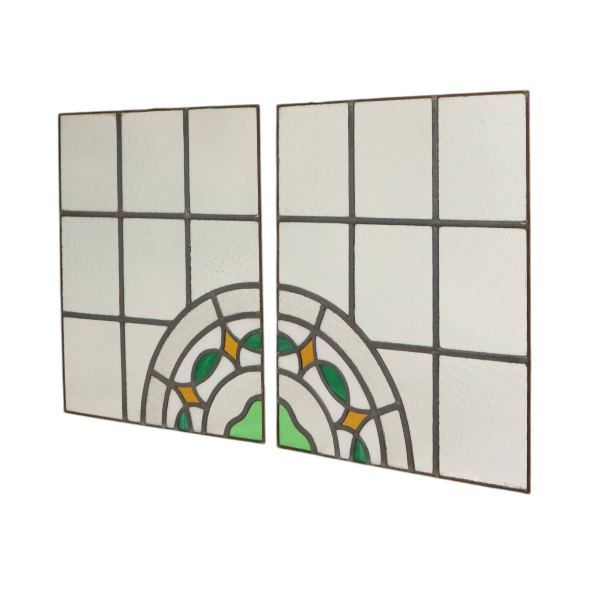 Colorful Art Deco Floral Stained Glass Window 51x42cm