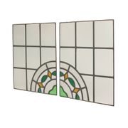 Colorful Art Deco Floral Stained Glass Window 51x42cm