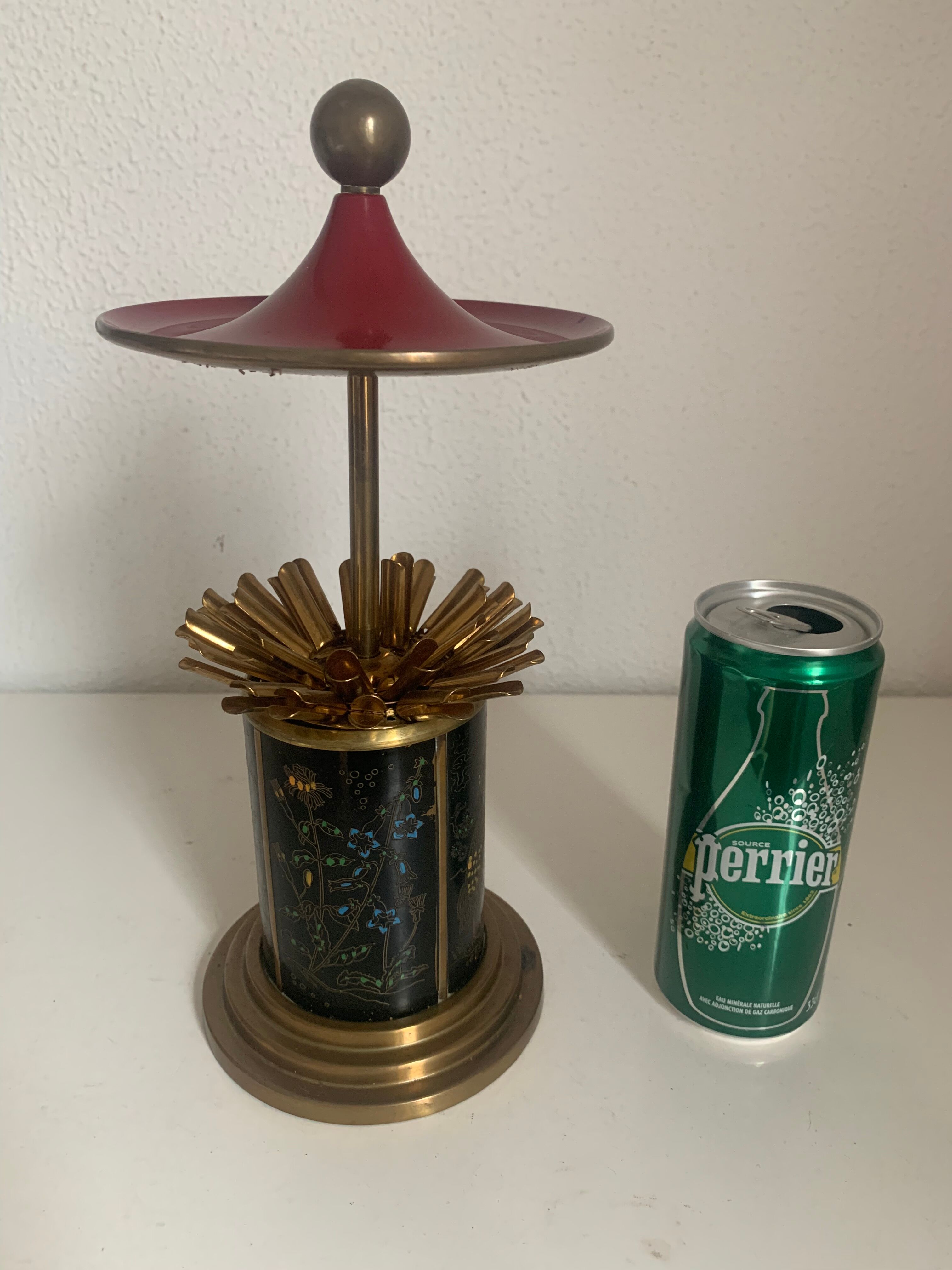 Vintage cigarette holder 1960 japanese brass box - 18 x 14 cm