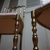 Italian Side Chairs in Golden Brass by Giuseppe Gaetano Descalzi for Chiavari, 1950, Set of 2