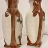 Vintage barbotine vase pair