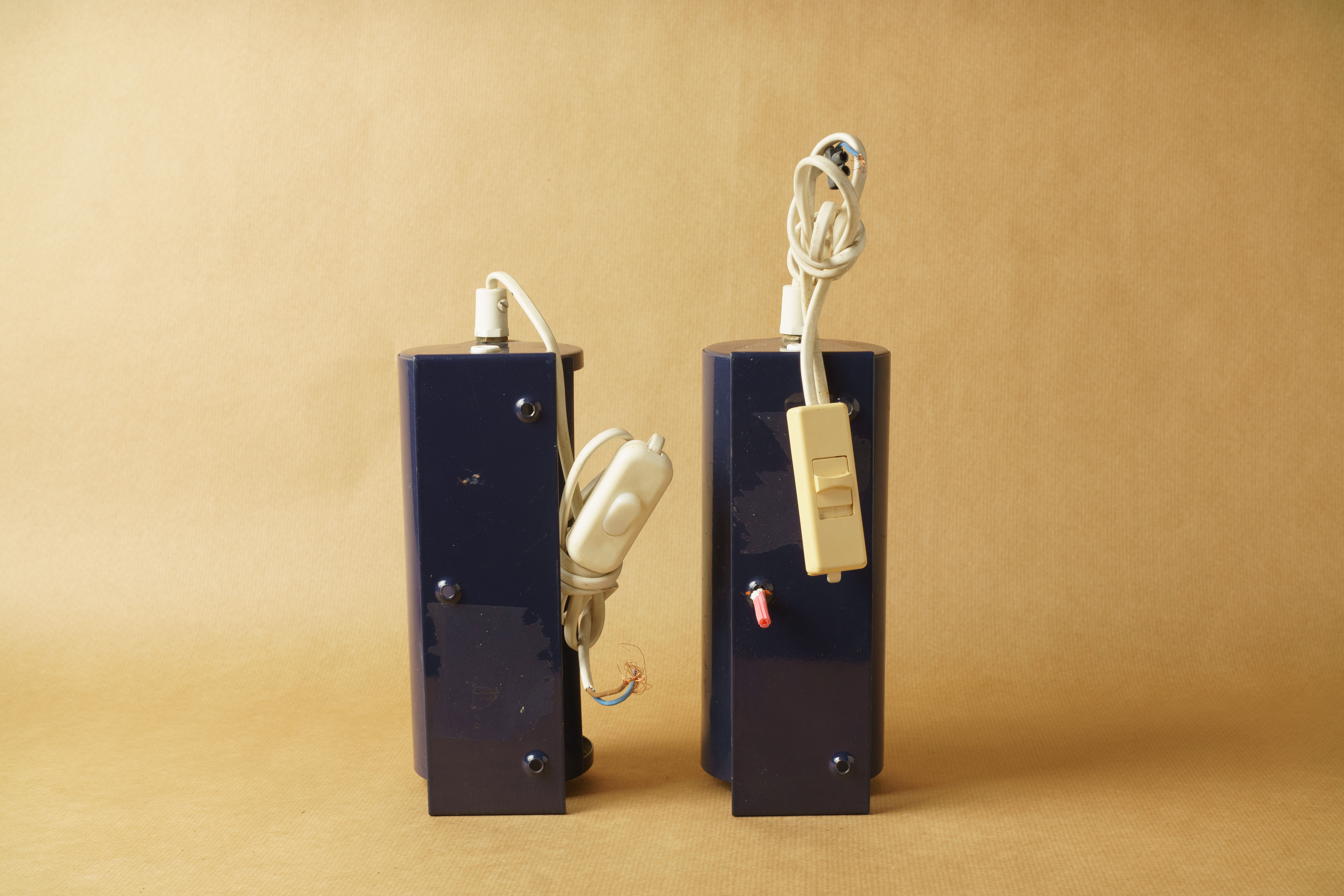 Pair of wall lamps Ikea V413 navy blue vintage design 1980