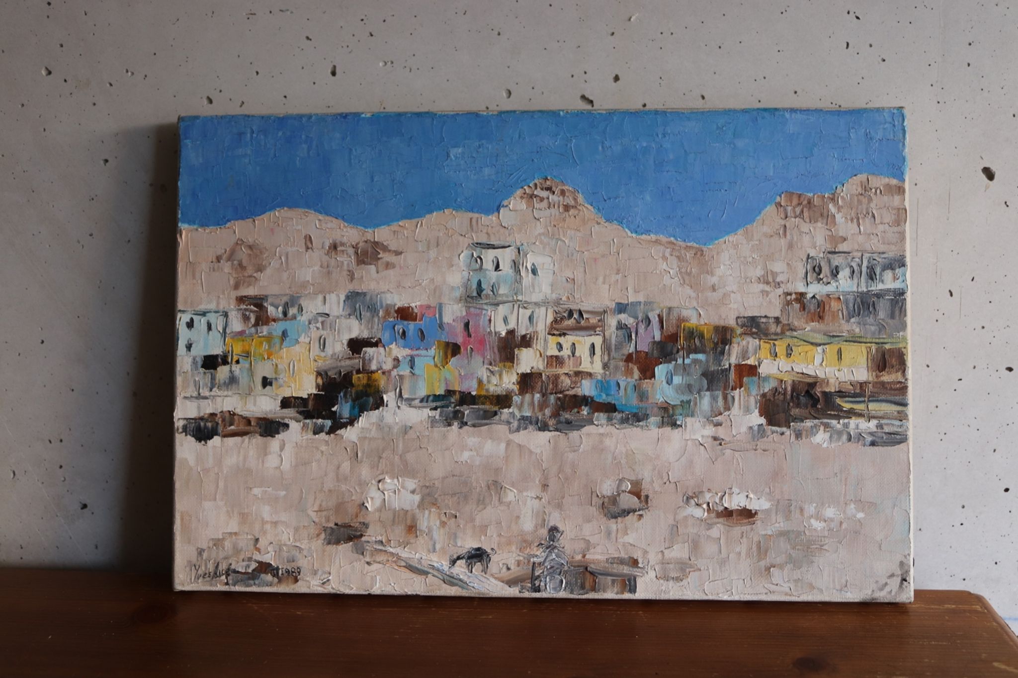 Huile sur toile village coloré