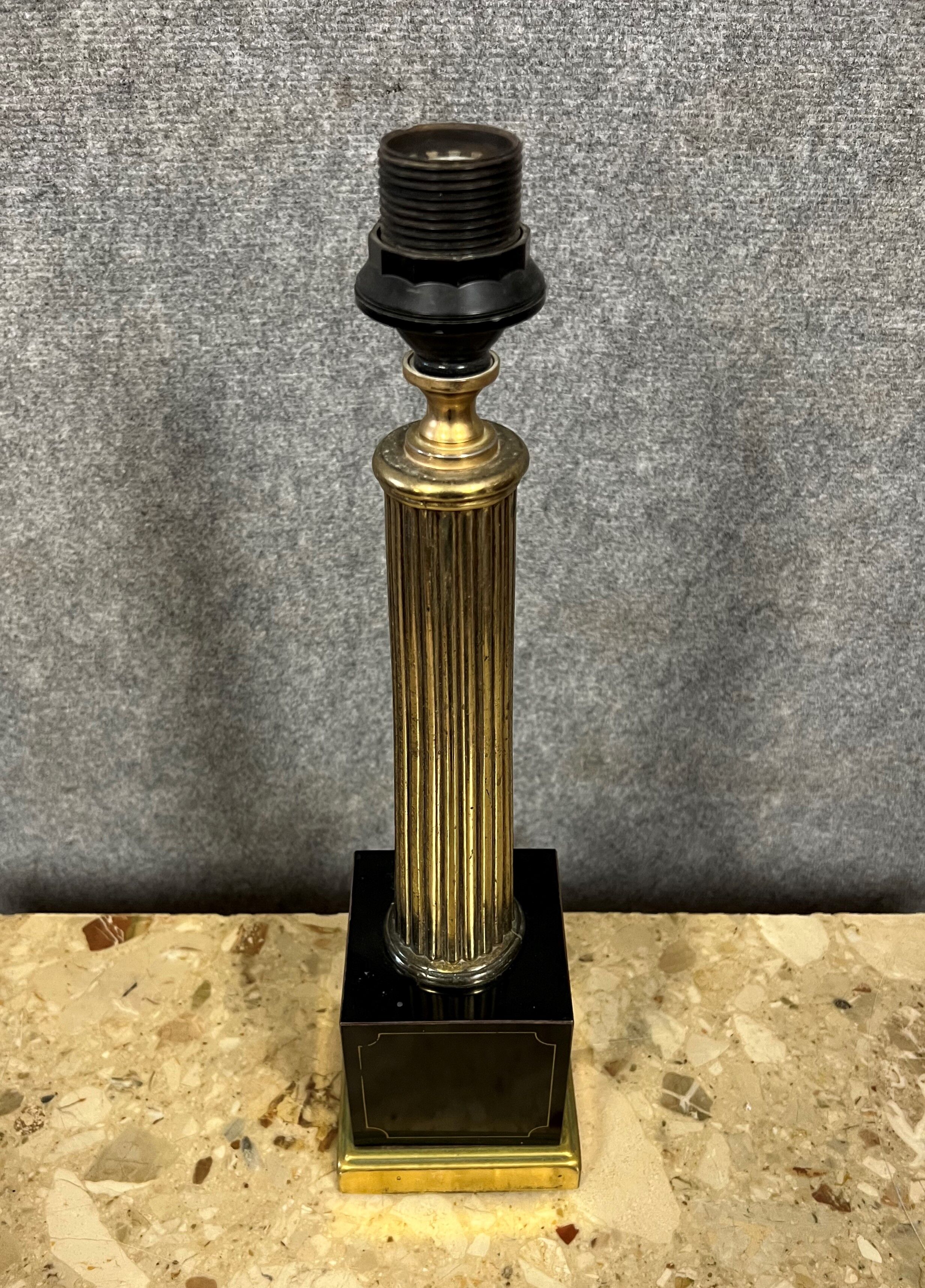 Vintage lamp foot in black marble and gilded bronze from the 60s-70s
