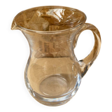 Ancien Pichet Verre Soufflé Transparent Cuisine Service Vintage