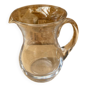 Antique Clear Blown Glass Pitcher Kitchen Service Vintage