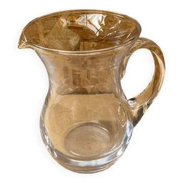 Ancien Pichet Verre Soufflé Transparent Cuisine Service Vintage