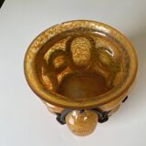 Glass paste and wrought iron vase called Lorrian by Delatte Nancy 1930 art deco
