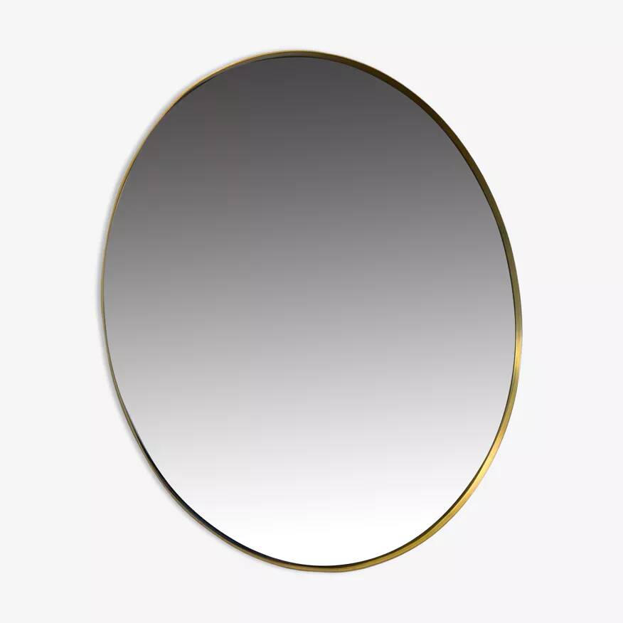 XL round mirror 90cm diameter with brass surround