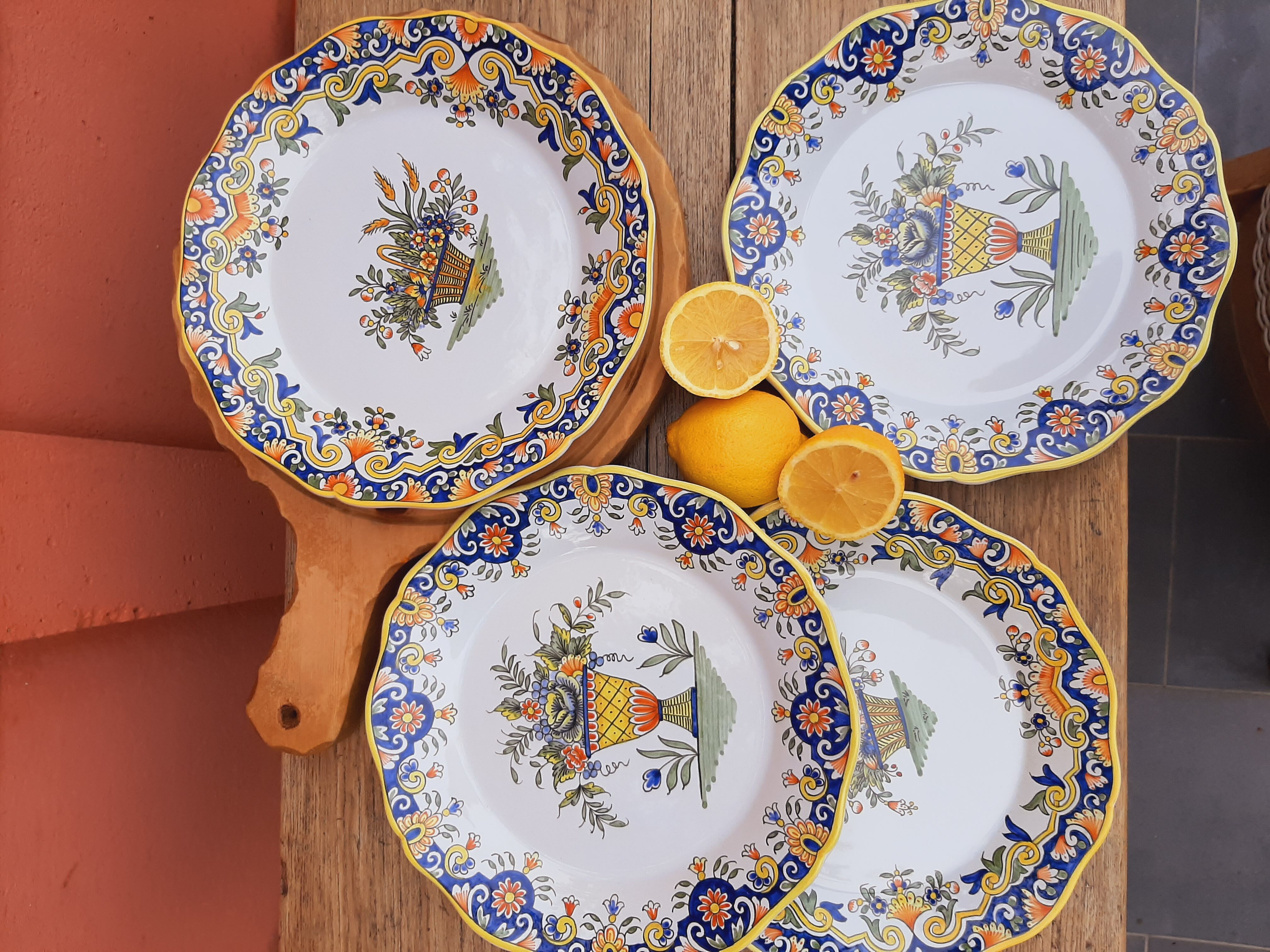 4 earthenware plates by Desvres Geo Martel