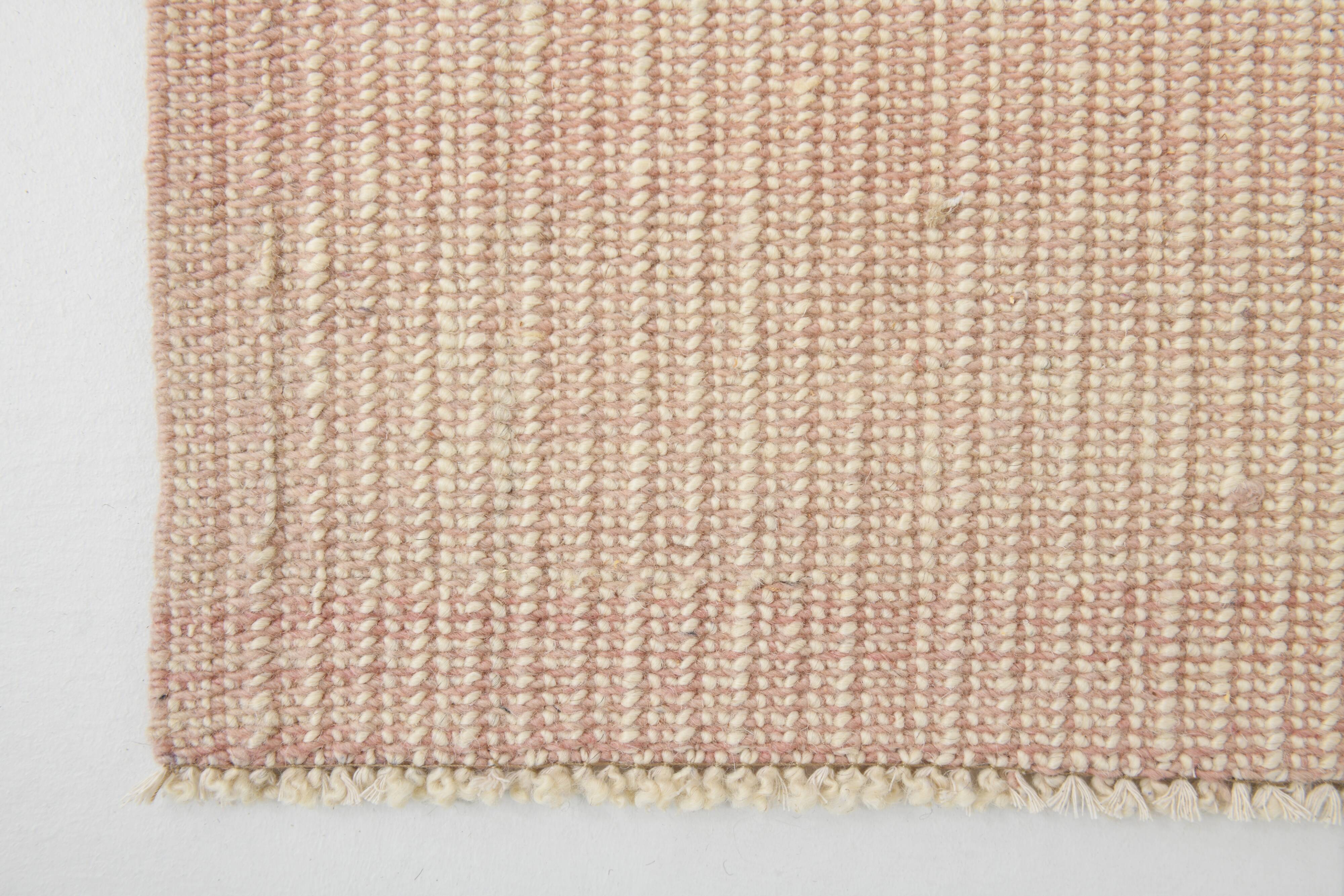 7x10 Light Pink Handmade Wool Jute Kilim Rug, 224x325Cm