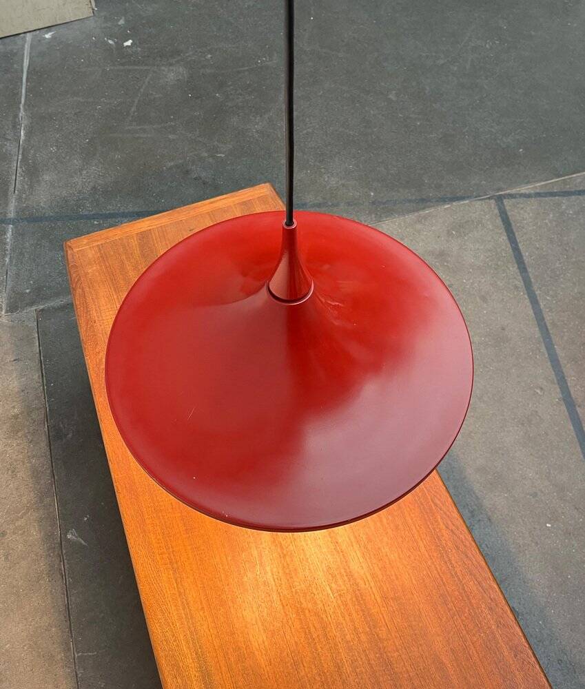 Red tulip pendant lamp from the mid-century space age by Rolf Krüger for Staff, 1960s.