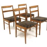 Set of 4 Scandinavian beech chairs, Sweden, 1950.