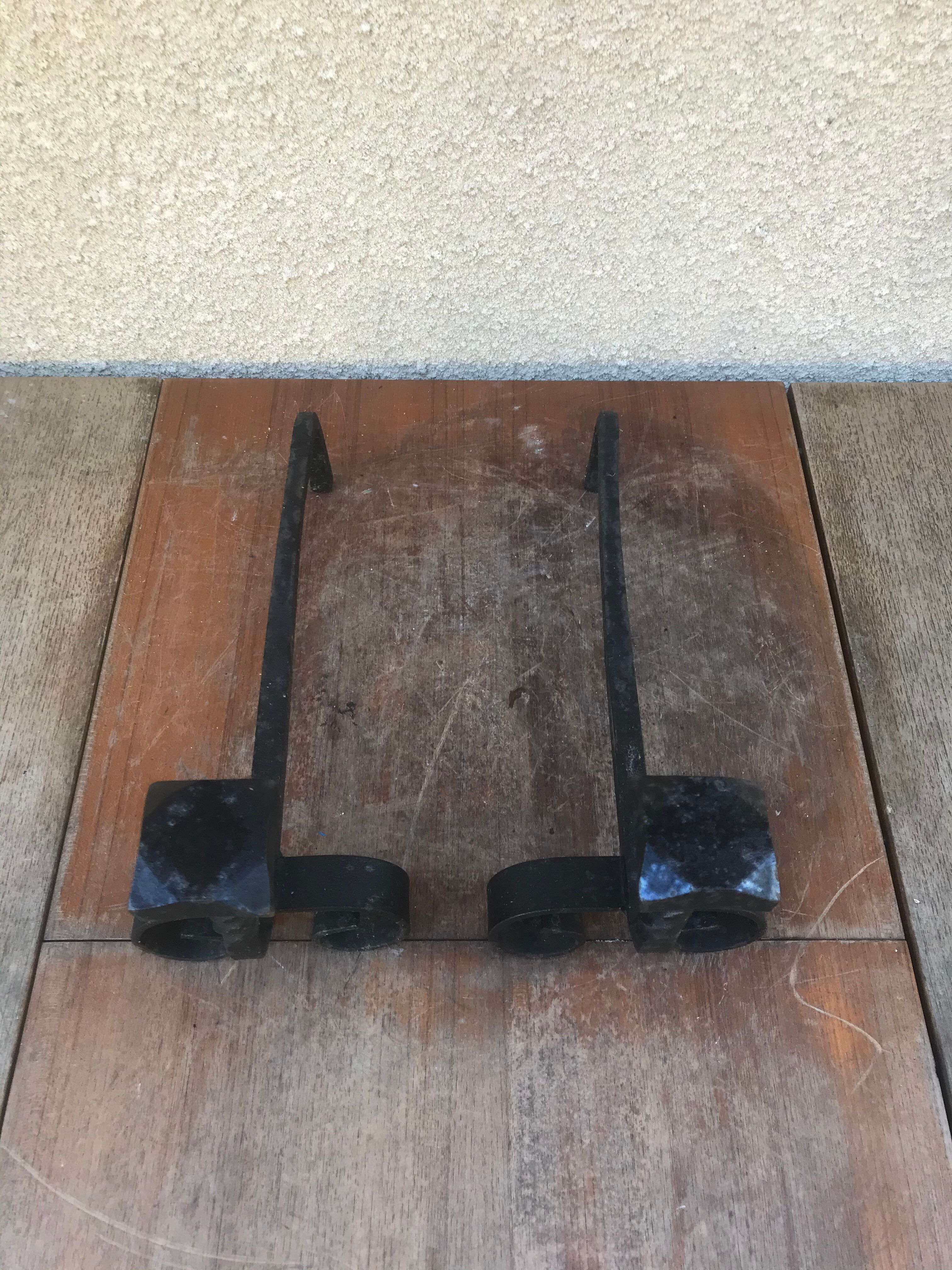 Old pair of twisted wrought iron andirons