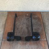 Old pair of twisted wrought iron andirons