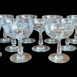 Series of 11 cut crystal champagne glasses