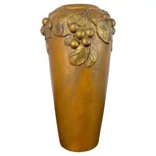 Art Nouveau vase in gilded ceramic and terracotta signed Desrousseaux France
