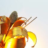 Brass torch cut 'corn cob' wall lamp