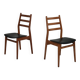 Pair of Scandinavian style leather and wood chairs 1970