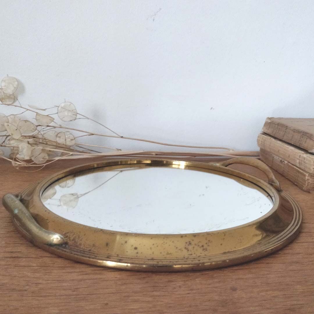 Golden mirror tray