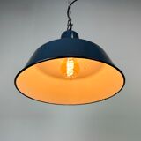 Industrial Blue Enamel Factory Pendant Lamp, 1960s