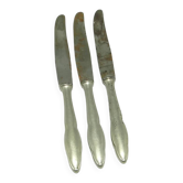 Set of three bread knives, mid-century modern, silver-plated brass, Poland, 1950s