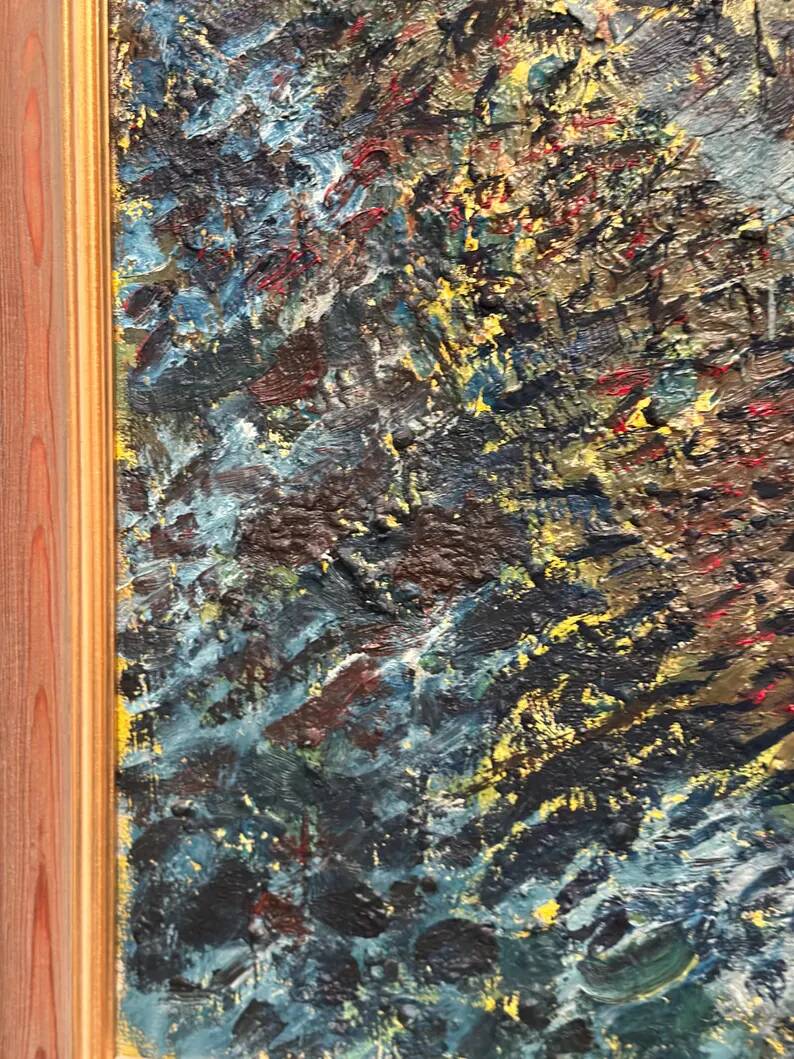 Grande huile sur toile suédoise originale – « Composition » par Valter Gibson