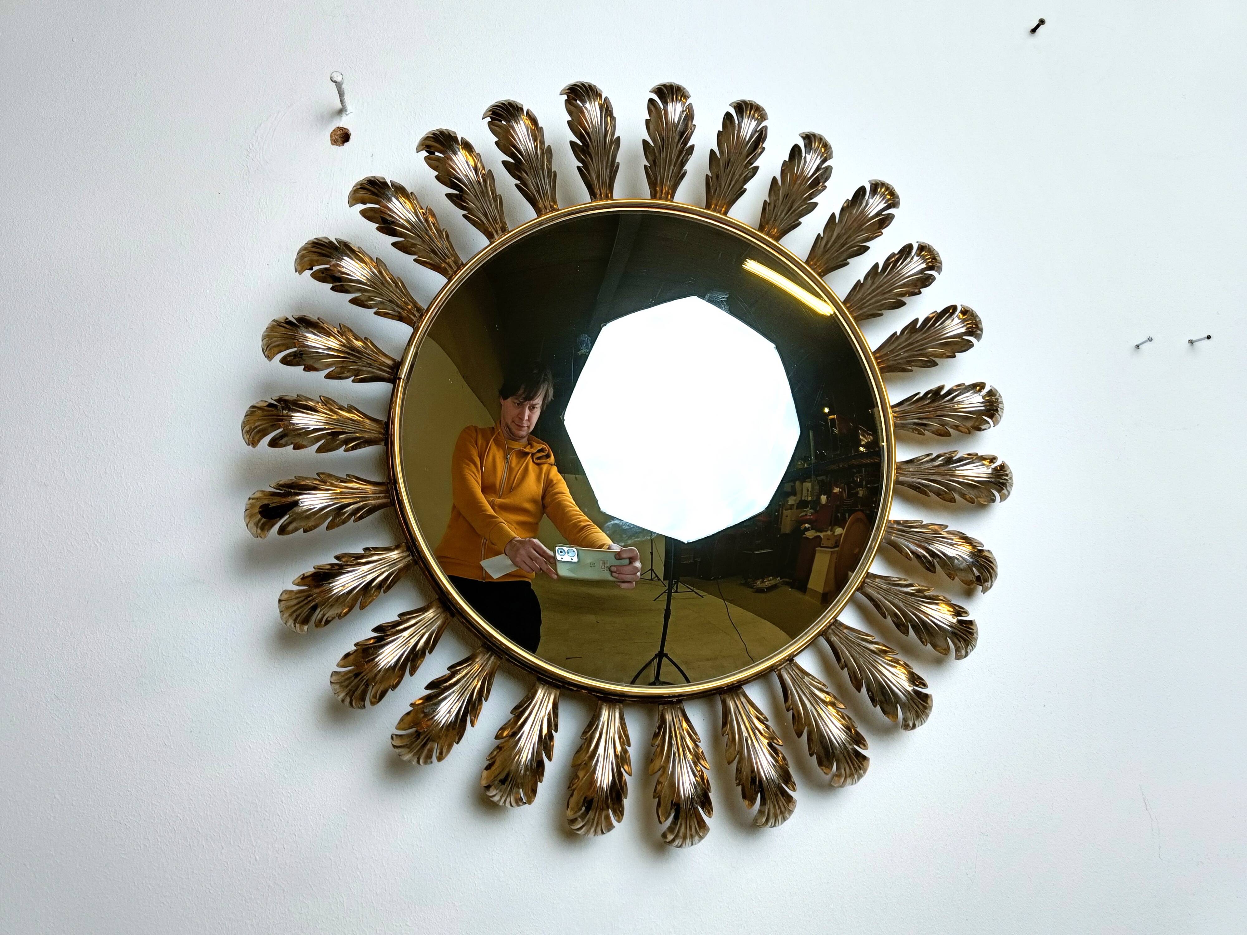 Vintage brass sunburst mirror 1960s