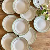 Set of 12 white, mint and gold soup plates, Mosèle de Luné model