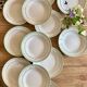 Set of 12 white, mint and gold soup plates, Mosèle de Luné model