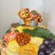 Vintage fruit and bear barbotine teapot